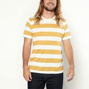 Outerknown Bay Stripe Tee large yellow Retro Stripe Pima Cotton Short Sleeve